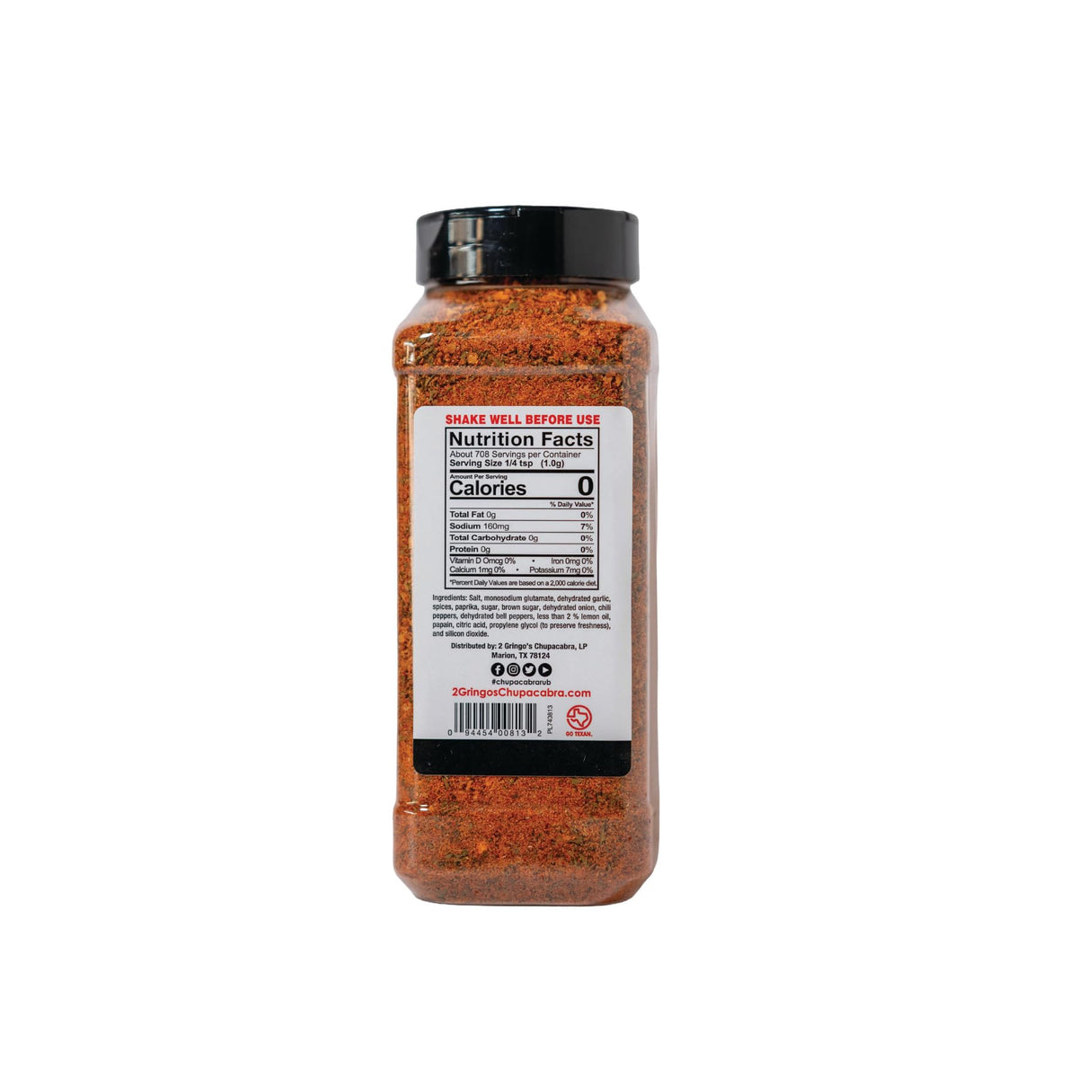 2 Gringos Chupacabra Cajun seasoning dual-cap close-up for easy shaking