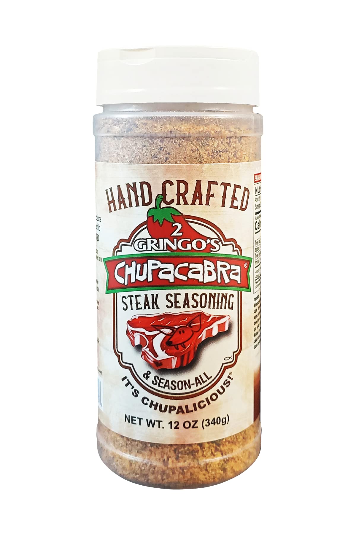 2 Gringos Chupacabra steak seasoning bottle for bold grilling flavor