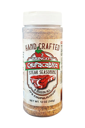 2 Gringos Chupacabra steak seasoning bottle for bold grilling flavor