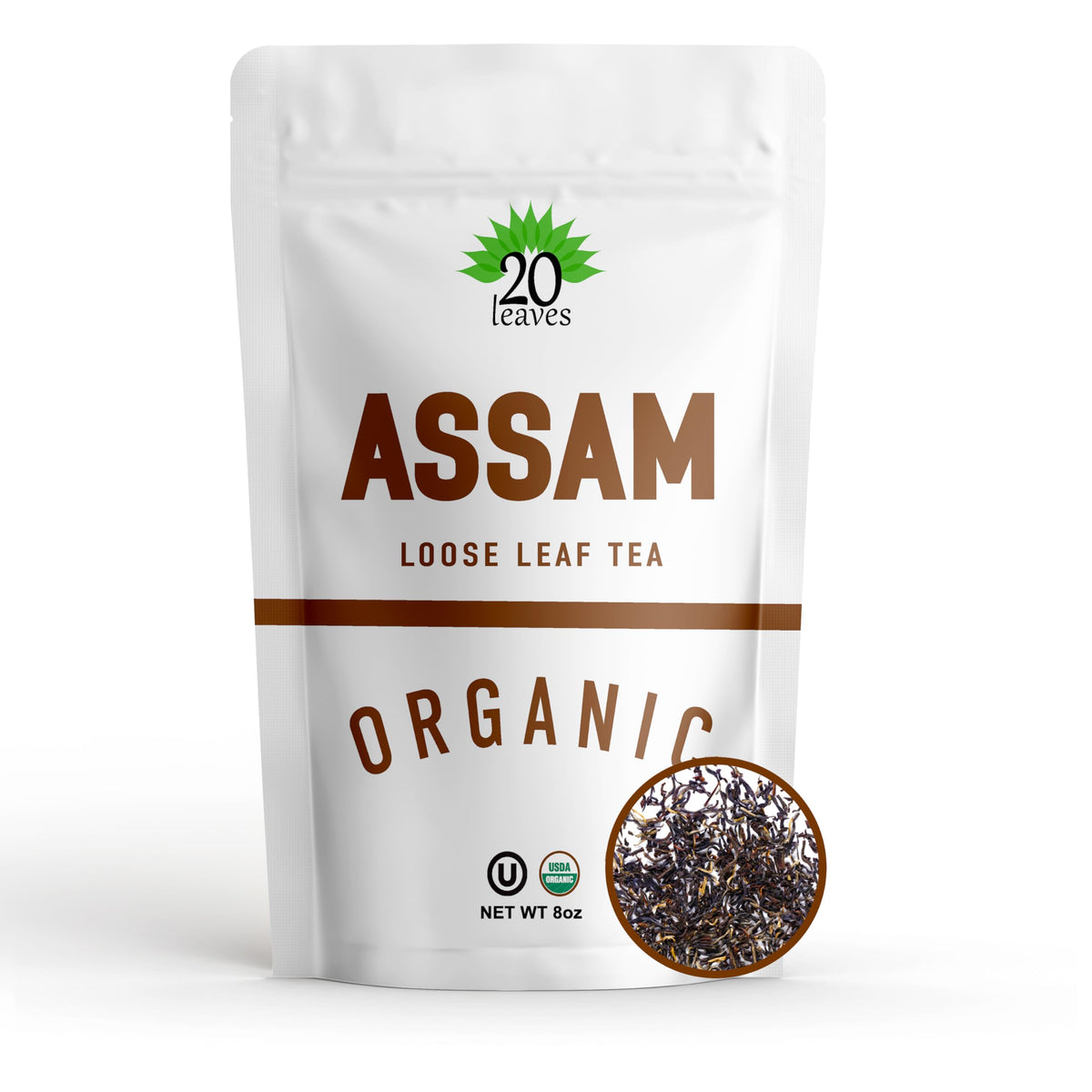 20 Leaves Assam loose-leaf tea offers a rich, malty cup with subtle fruit and spice hints.