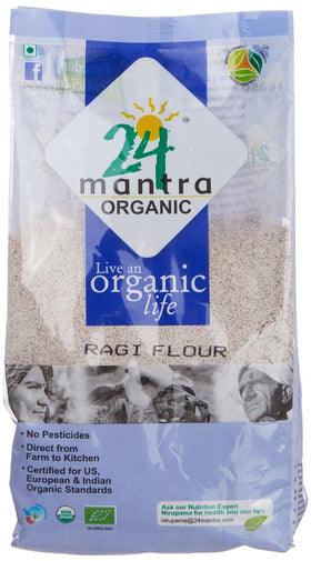 24 Mantra Organic Ragi Flour package front, ready for everyday cooking.
