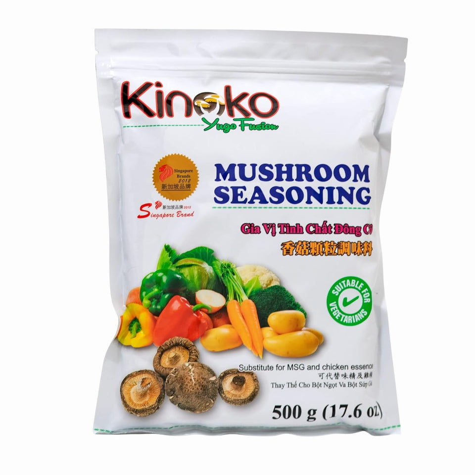 Kinoko Yugo shiitake seasoning bottle for rich umami boost in soups and sauces