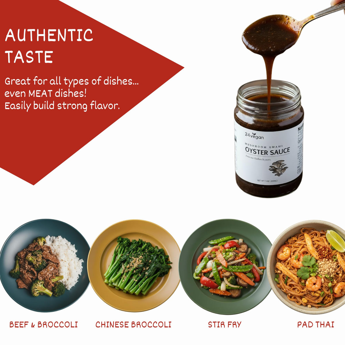 Glass jar of 24Vegan oyster sauce stands ready to flavor meals