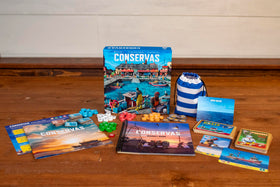 25th Century Games Conservas sea bag and fish chits illustrating seasonal decisions