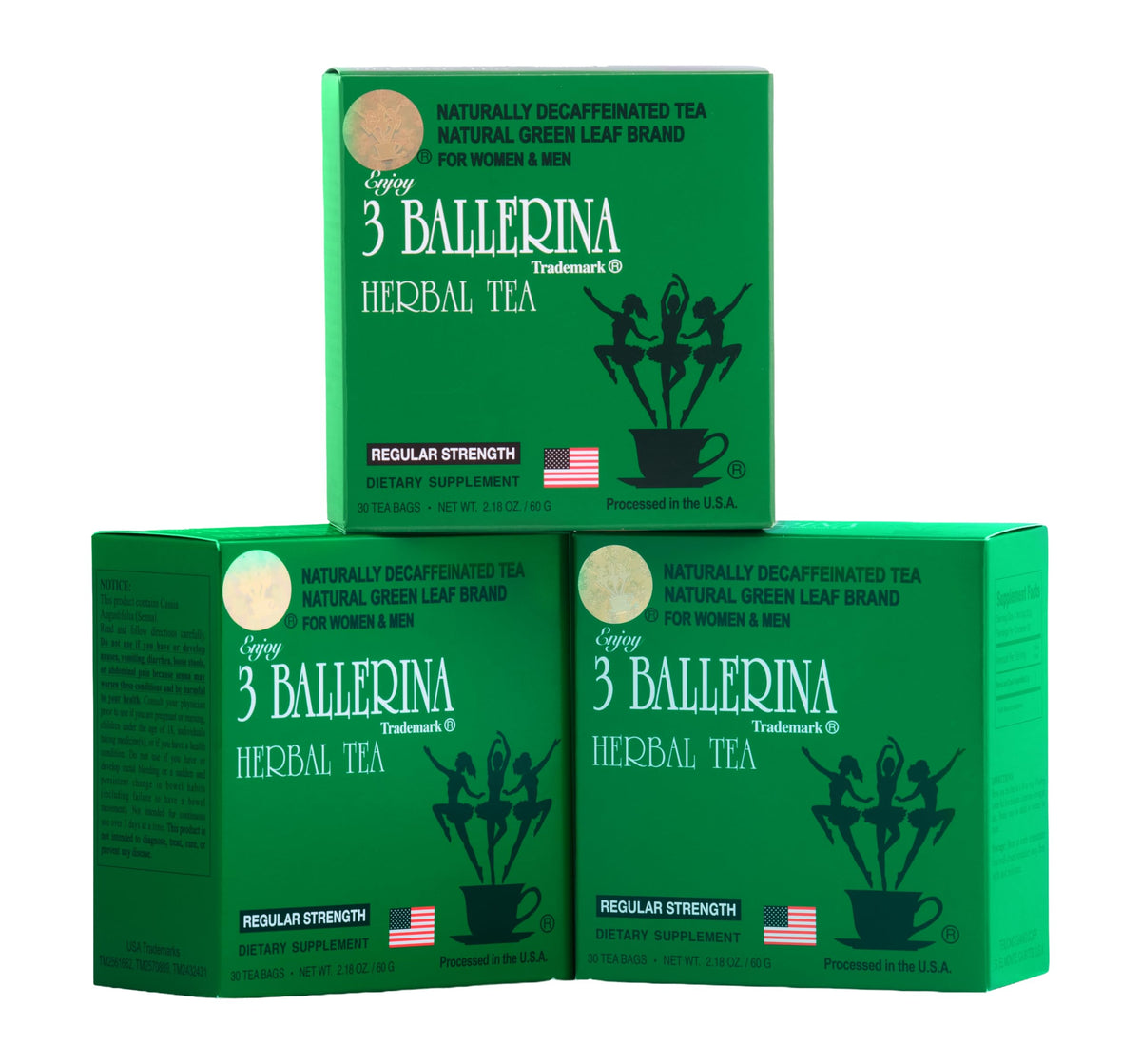 3 Ballerina Tea 3-pack boxes displayed for daily wellness and balance.
