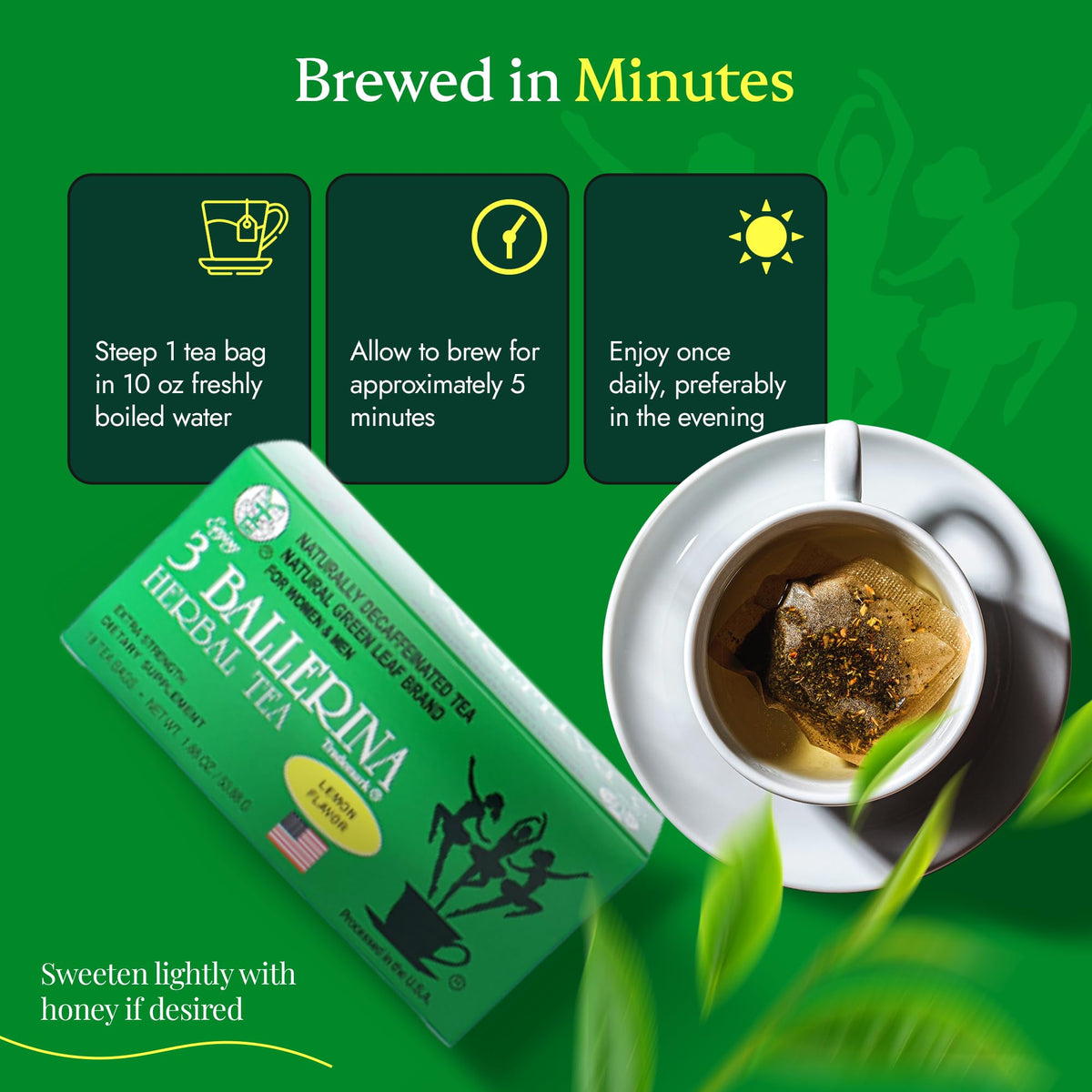 3 Ballerina Tea brewed cup inviting aroma ready to sip