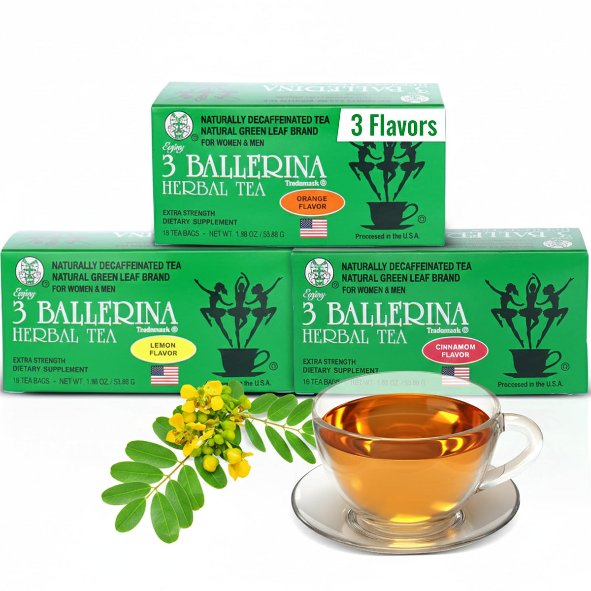 3 Ballerina Tea orange flavor pack for a bright, refreshing break