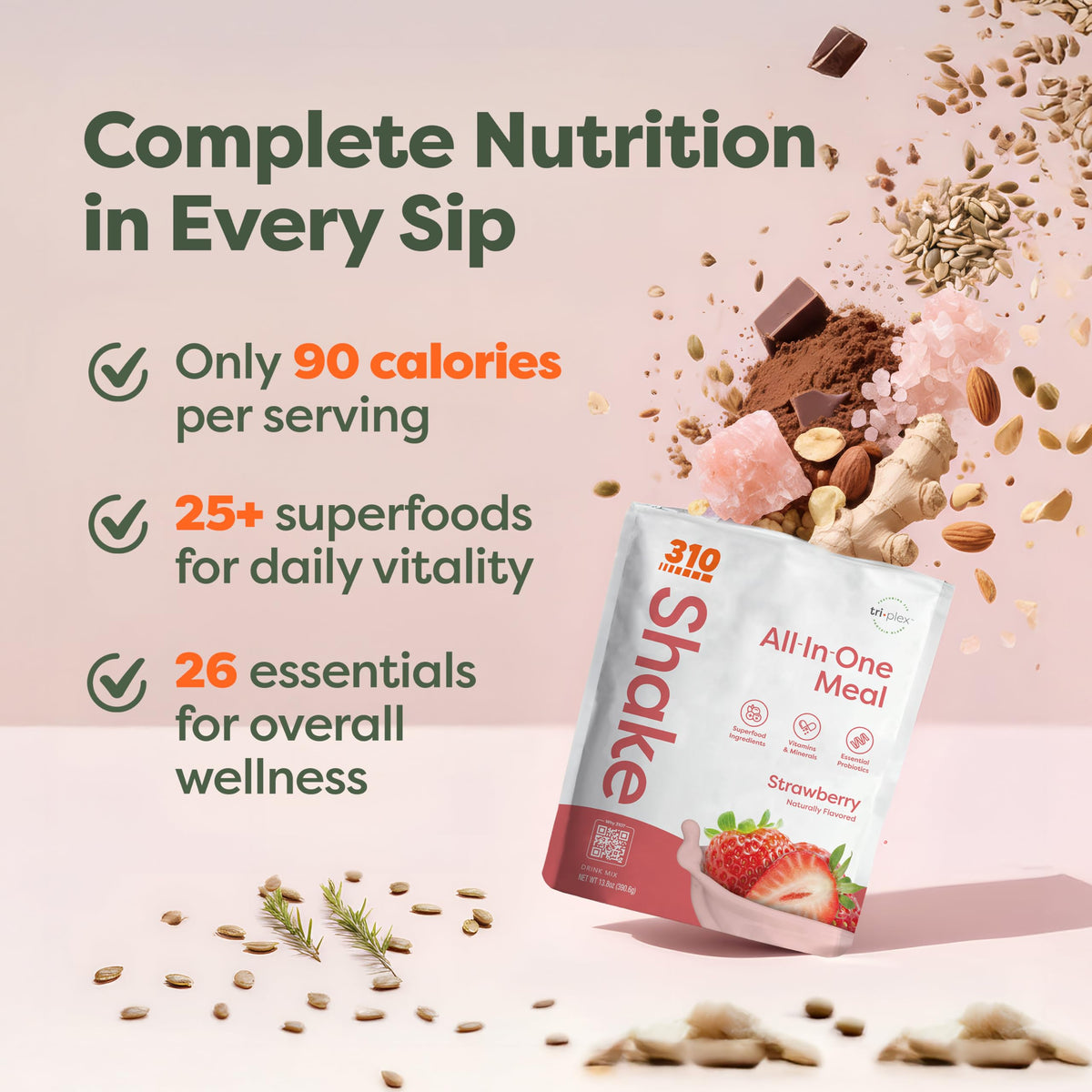 310 Nutrition all-in-one strawberry pour demonstrates quick post-workout shake prep.