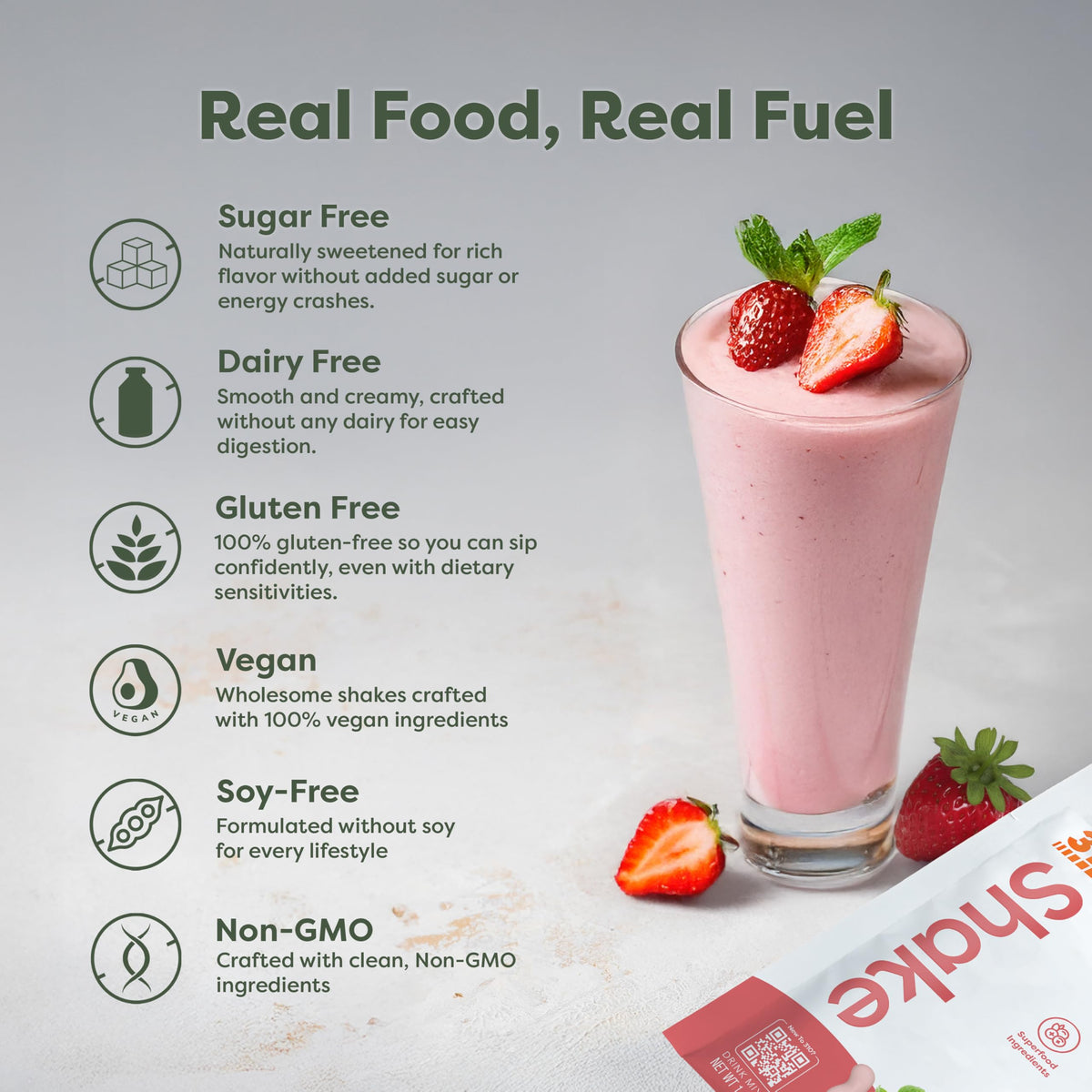 310 Nutrition all-in-one strawberry protein scoop highlights plant-based protein blend.