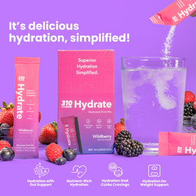 310 Nutrition electrolyte packet shown in a travel-friendly setup