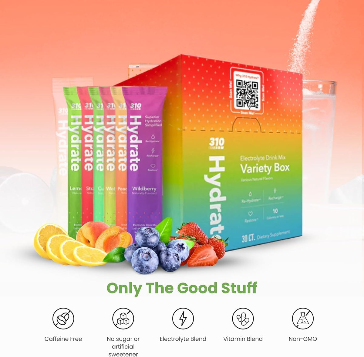 310 Nutrition on-the-go single-serve hydration packet enables easy fueling.
