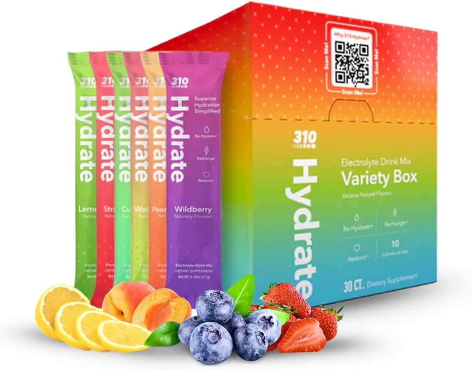 310 Nutrition sugar-free electrolytes packet for rapid hydration during workouts.
