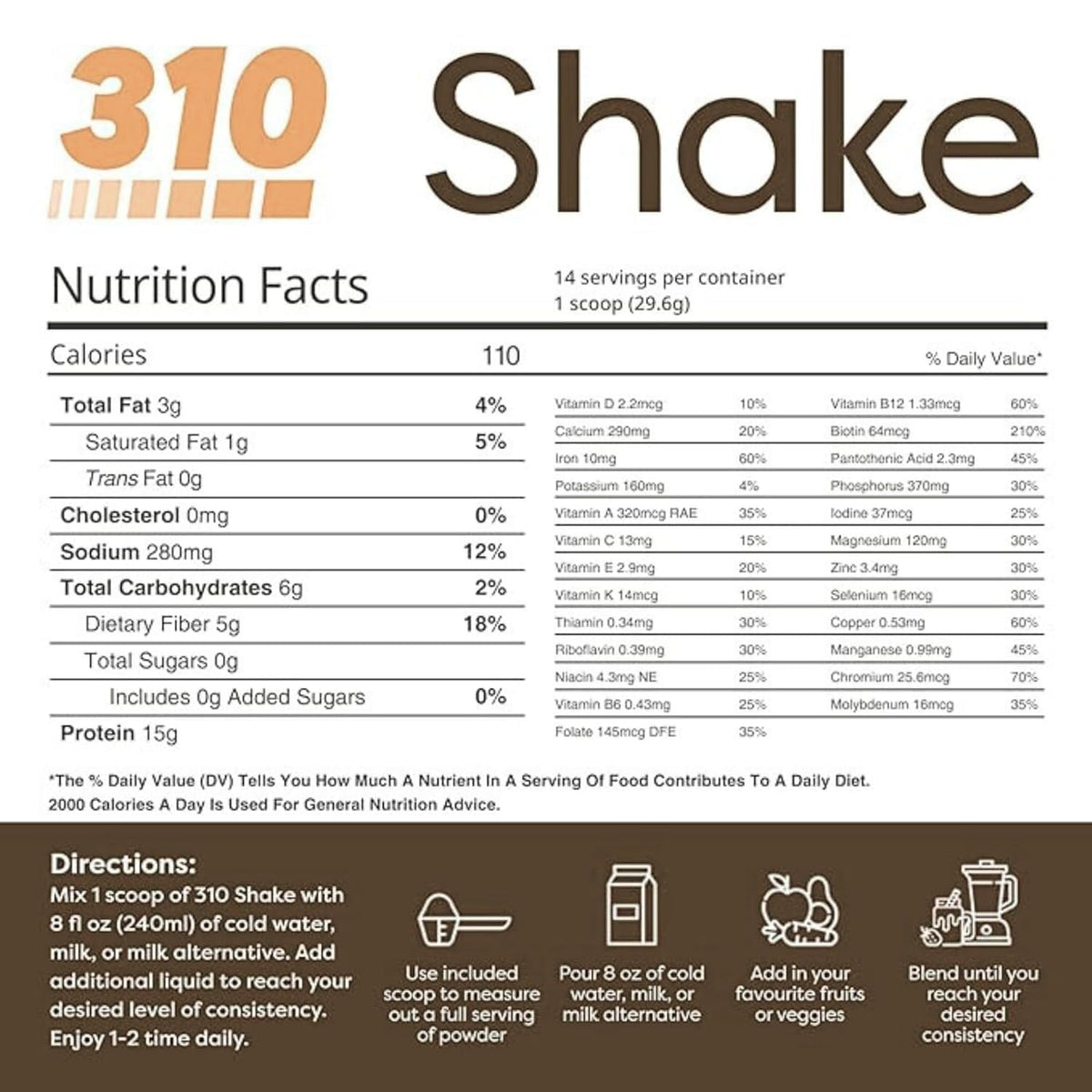 310 Nutrition All-In-One Mocha packaging shows dairy-free and gluten-free formula.