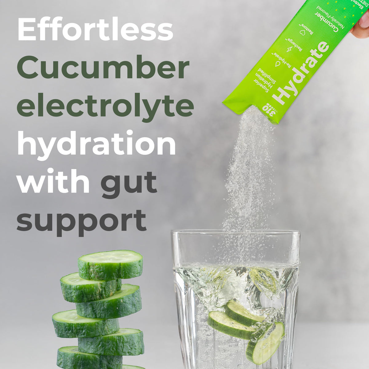 310 Nutrition cucumber flavored drink in a clear glass after exercise.