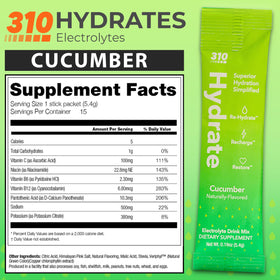 310 Nutrition sealed single-serving packets beside a water bottle for daily use.