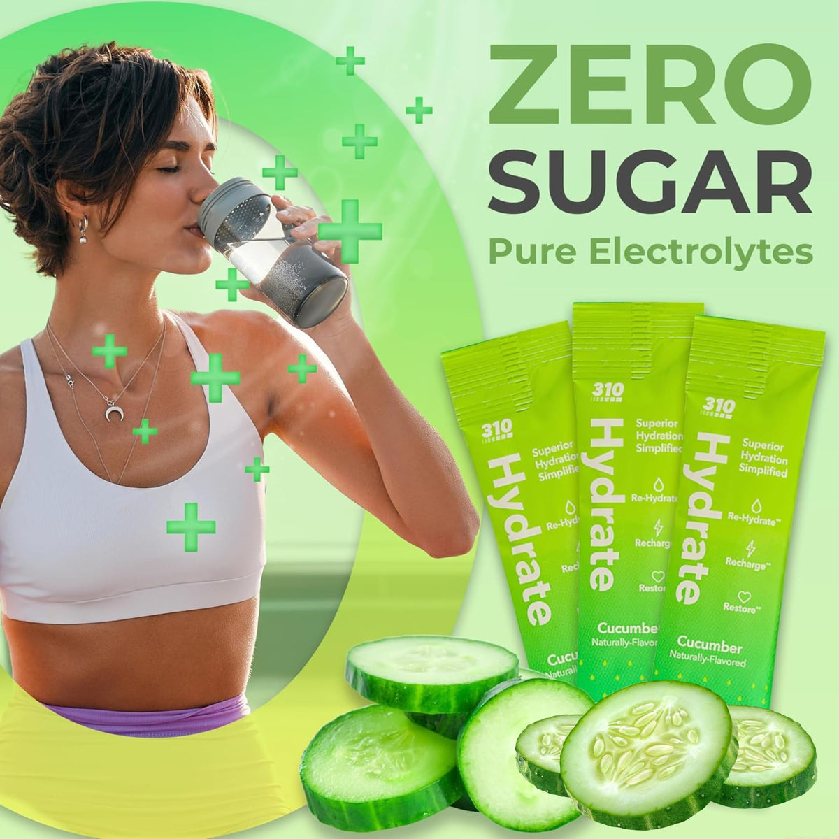310 Nutrition workout hydration in a cucumber-flavored bottle after training.
