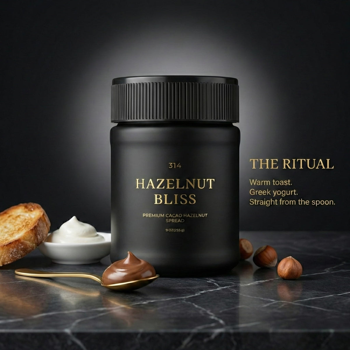 Ingredients label on 314 Hazelnut Bliss jar
