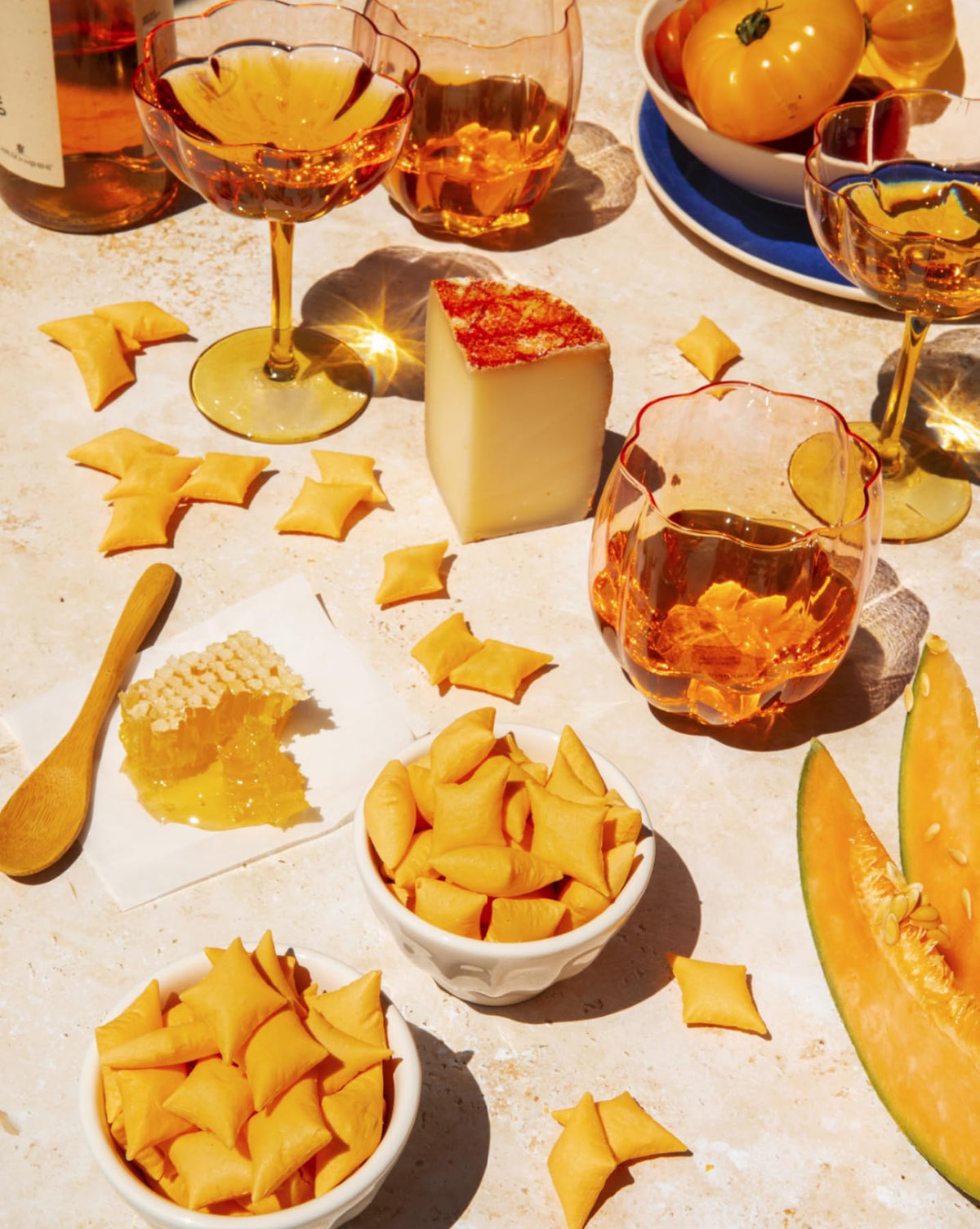 Bowl of 34 Degrees Mates Gouda crisps ready for sharing at home