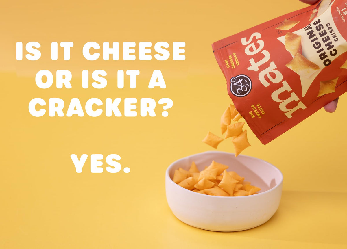 Close-up of 34 Degrees Mates Gouda crisps, crispy texture and cheesy aroma