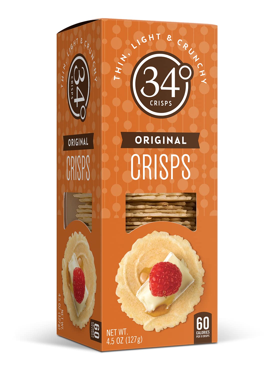 Close-up of thin crisp texture on 34 Degrees Original Crisps.