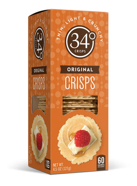 Close-up of thin crisp texture on 34 Degrees Original Crisps.