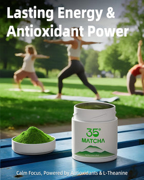 35°N MATCHA 40g tin provides many servings for daily rituals