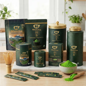 35°N MATCHA usucha preparation with a whisk for a bright cup
