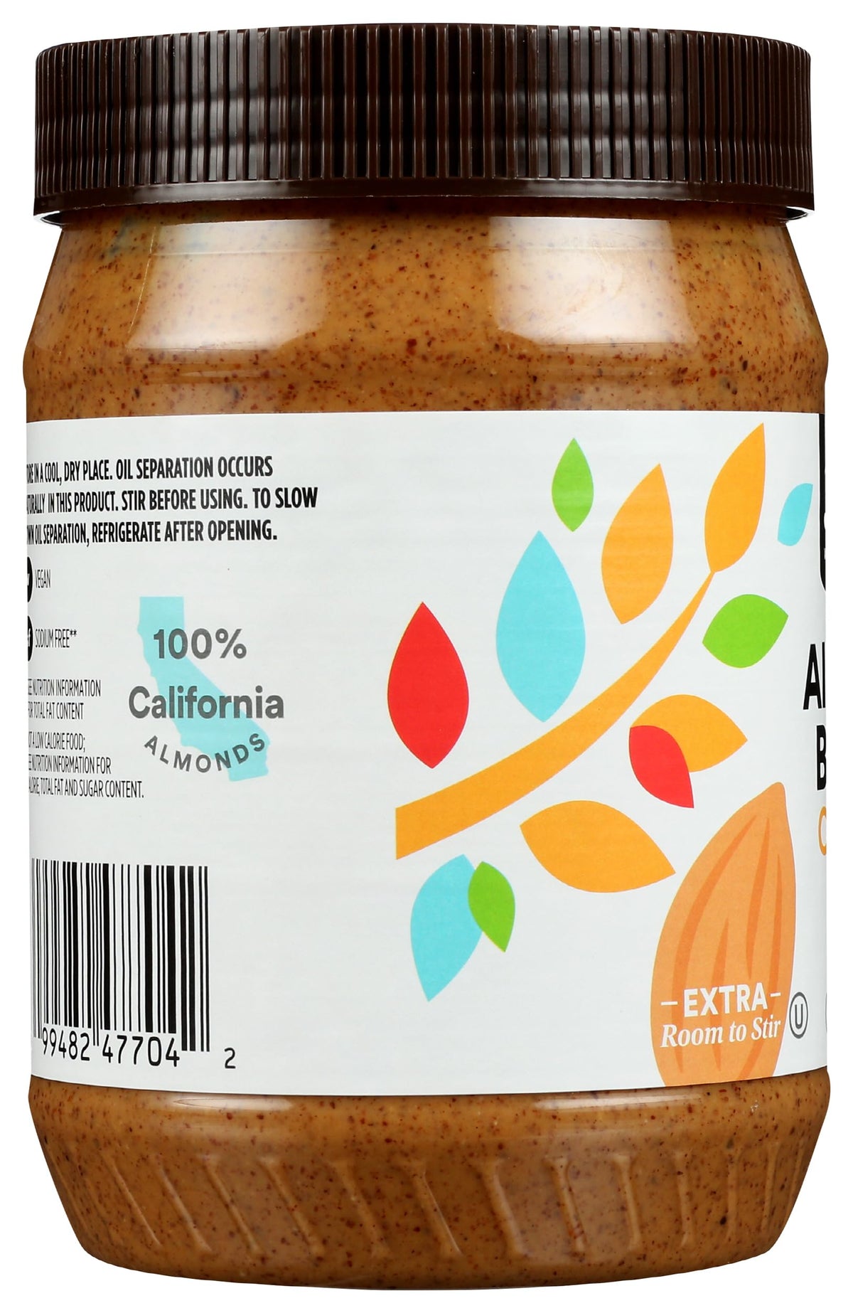 Spread-ready jar of 365 almond butter, perfect for snacks or baked recipes.