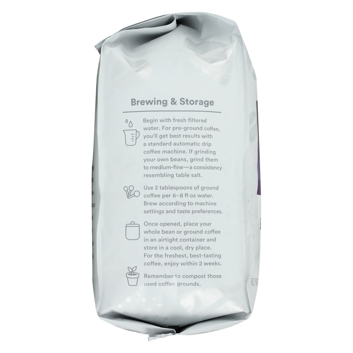Buzz Free coffee packaging from 365 by Whole Foods Market shows sustainable sourcing