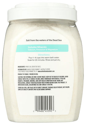 365 by Whole Foods Market Dead Sea salt mineral close-up, highlighting calcium and magnesium benefits.