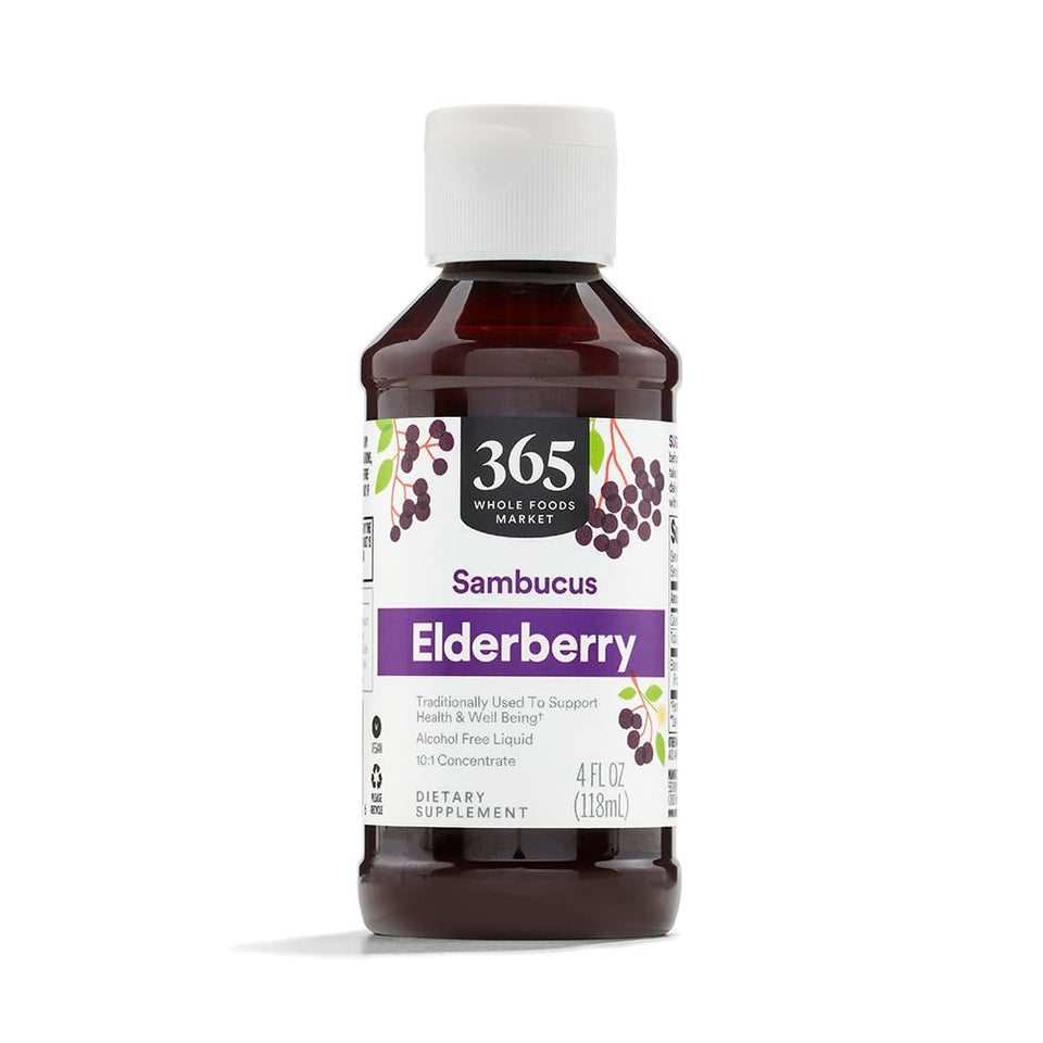 365 by Whole Foods Market Elderberry Liquid bottle front view for immune-support routine