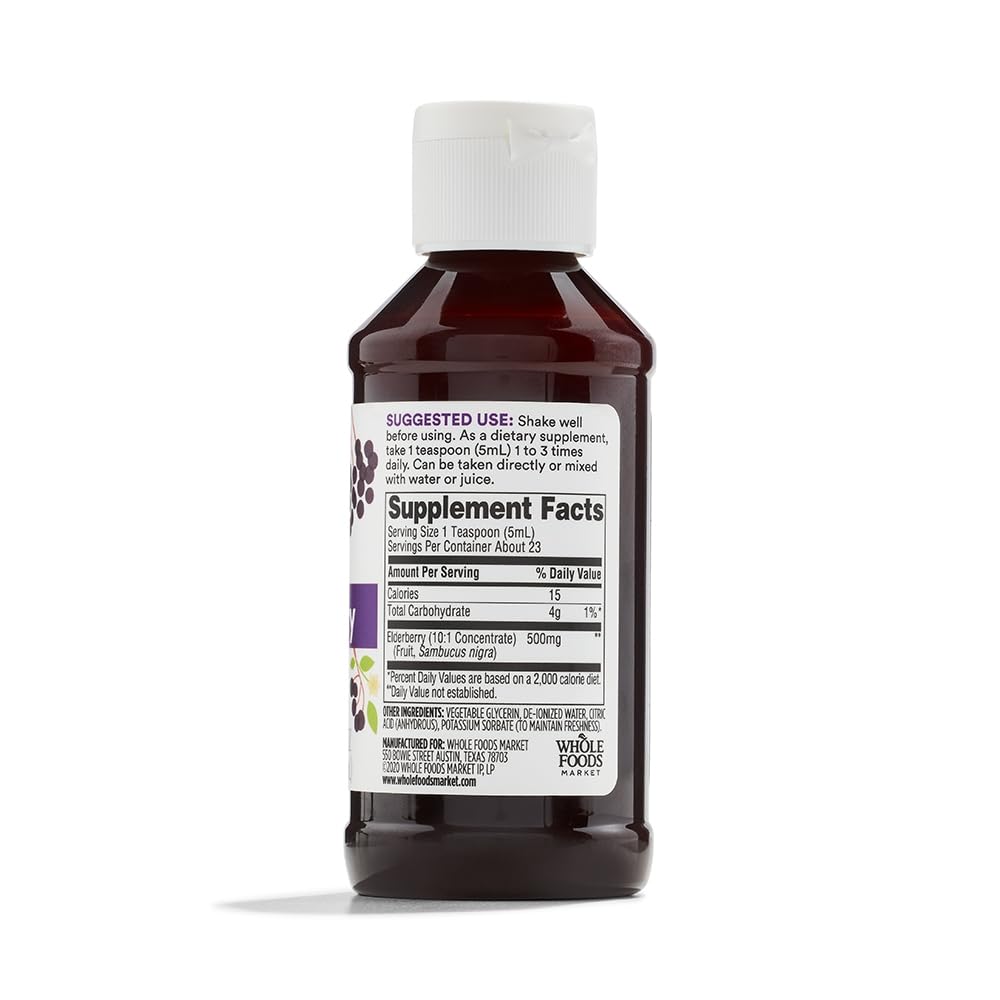 Pouring 365 by Whole Foods Market Elderberry Liquid for easy daily immune-support use