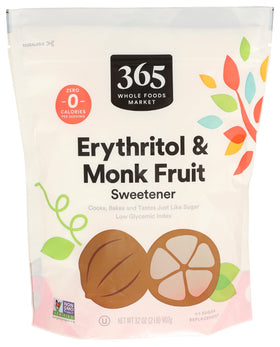 365 by Whole Foods Market erythritol and monk fruit bottle on the counter for baking