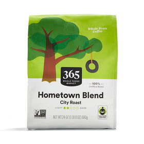 365 by Whole Foods Market Hometown Blend coffee beans for rich aroma and daily brewing.
