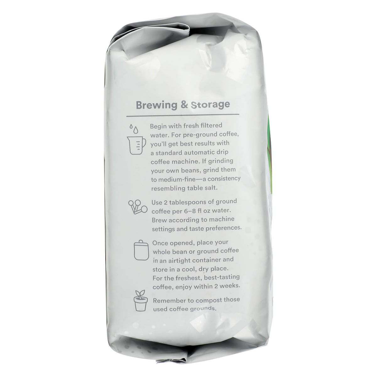 365 by Whole Foods Market Hometown Blend packaging highlights sustainable sourcing and quality assurance.