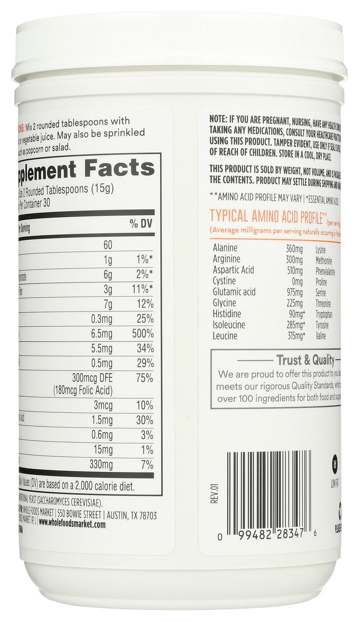 365 by Whole Foods Market nutritional yeast scoop demonstrates easy measuring for recipes