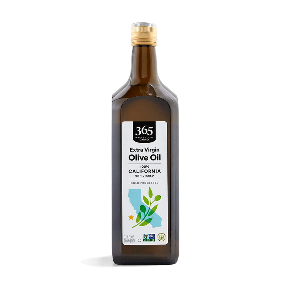 365 by Whole Foods Market unfiltered California olive oil bottle for cooking and flavor