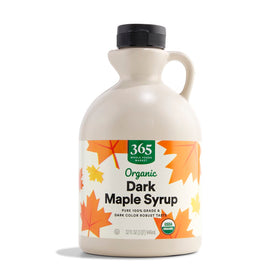 365 by Whole Foods Market organic dark maple syrup bottle front for rich flavor