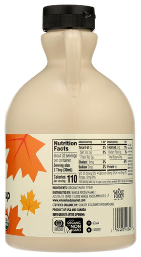 365 by Whole Foods Market maple syrup in glass jar ideal for toppings