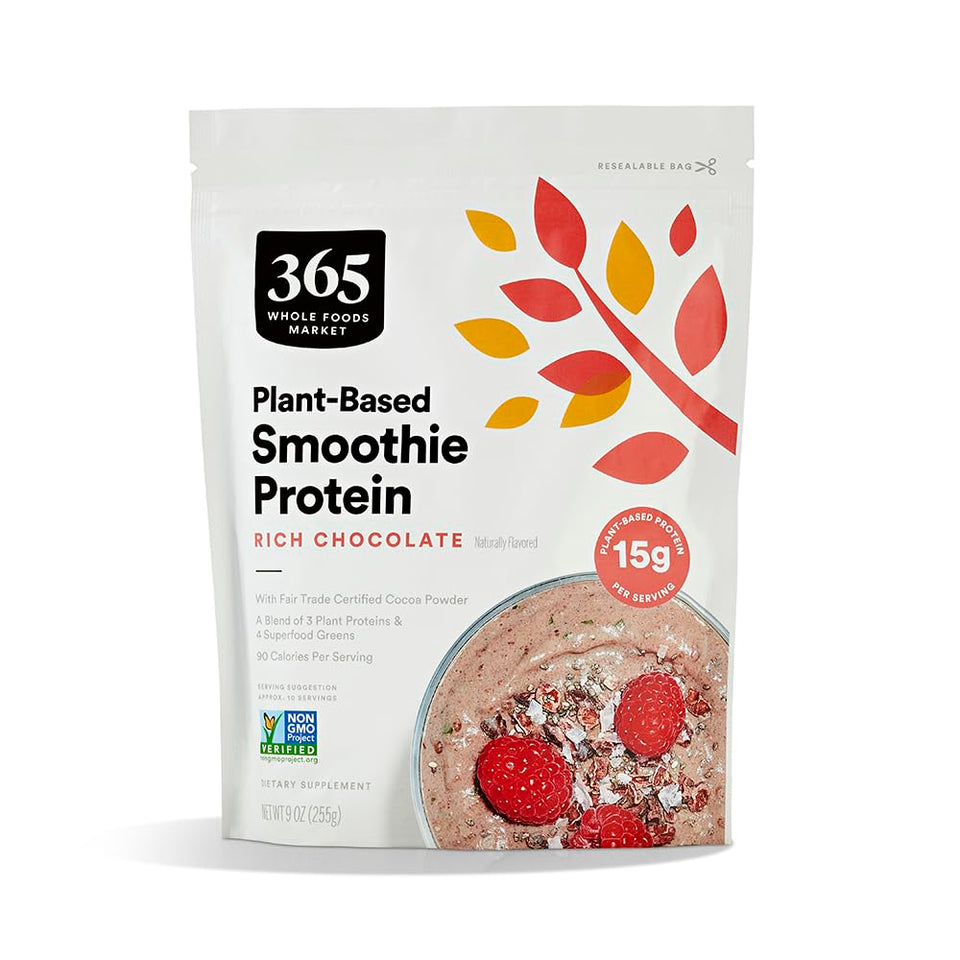 365 by Whole Foods Protein Plantpowder Rich Chocolate bag ready for a protein smoothie