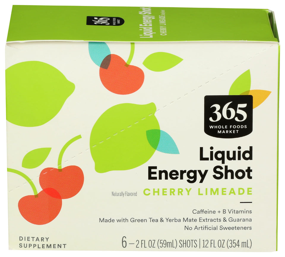 365 by Whole Foods Market energy shot cherry limeade bottle front for on-the-go energy