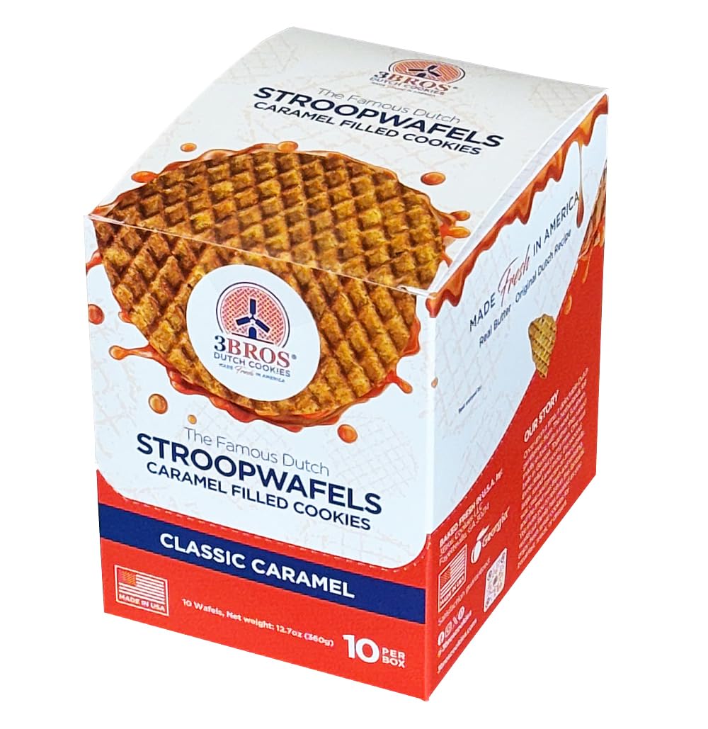 3Bros Stroopwafels cross section shows caramel filling between soft wafers
