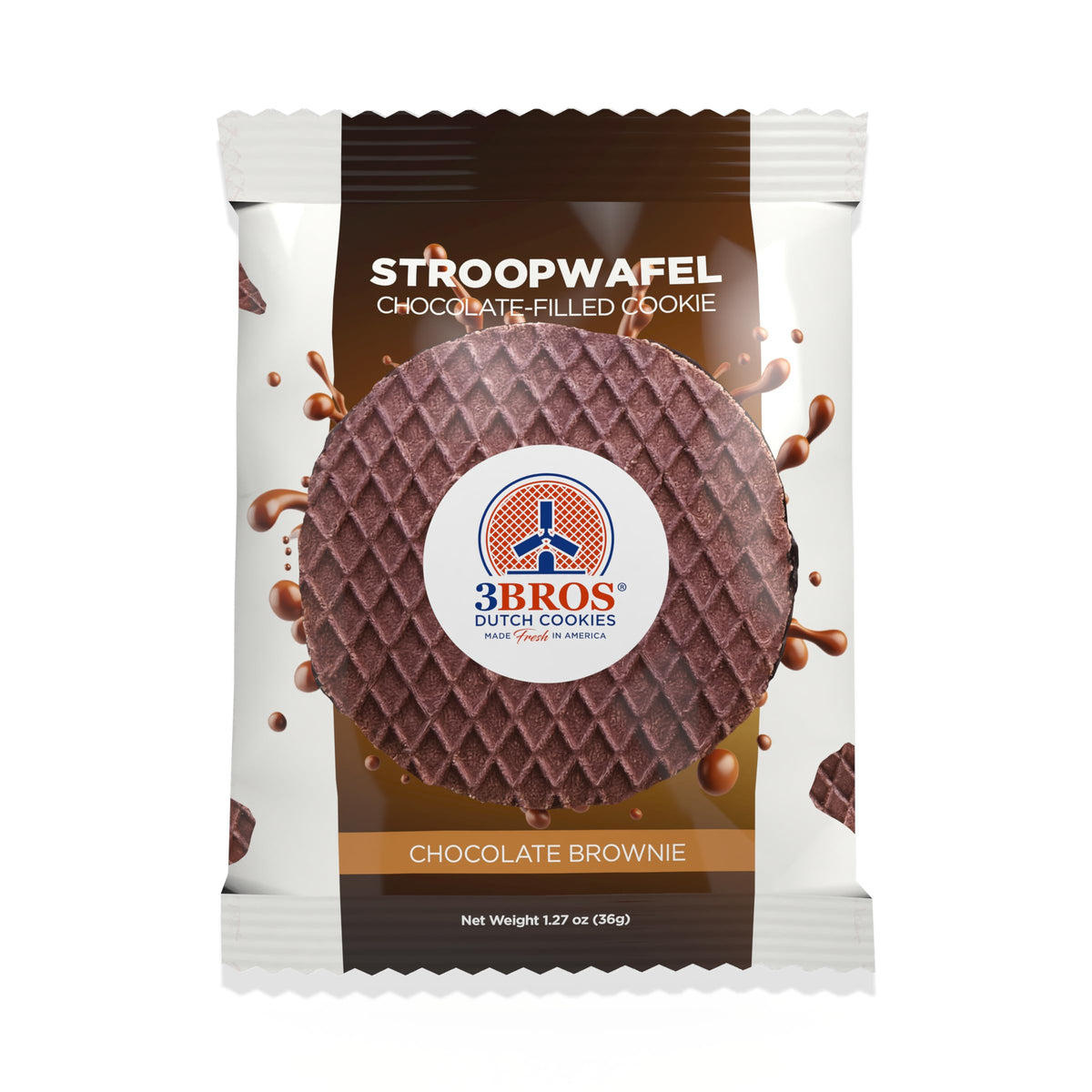 3Bros Stroopwafels chocolate close-up showing crispy wafer and caramel.