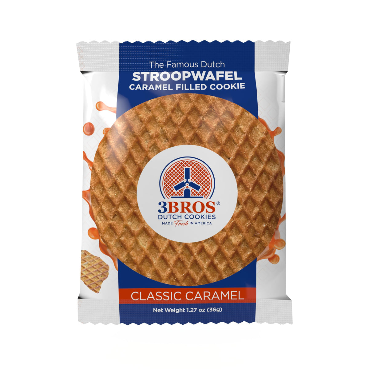 3Bros Stroopwafels individually wrapped packaging preserves freshness for on the go