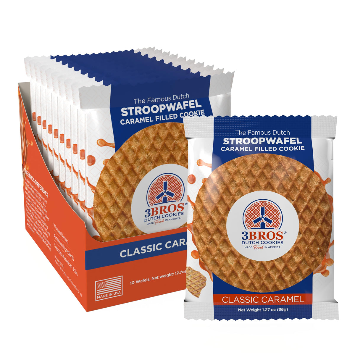 3Bros Stroopwafels soft toasted wafer exterior with buttery caramel filling