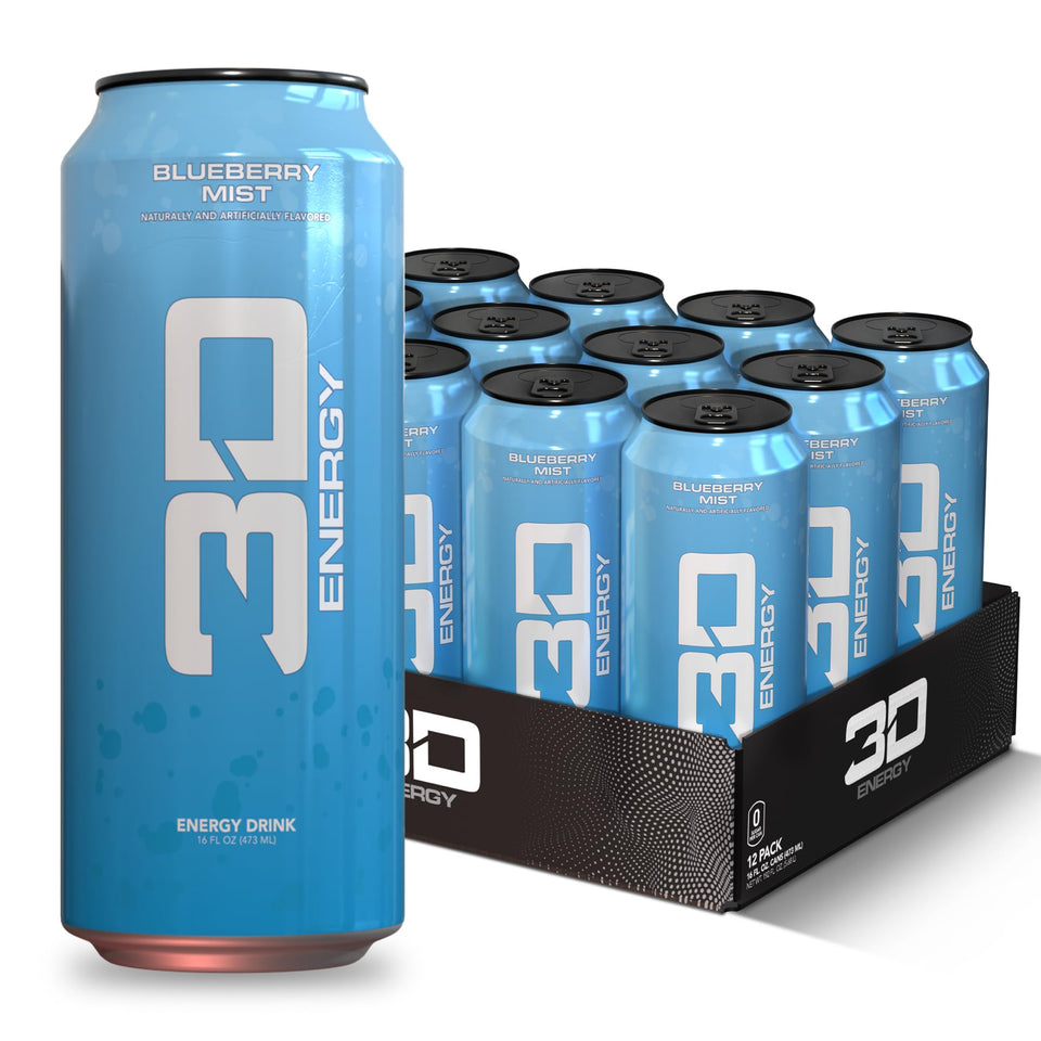 3D Energy Drink Blueberry Mist can front for a clean energy boost during workouts