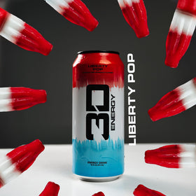 3D Energy Liberty Pop 16 oz can held for a ready-to-go boost