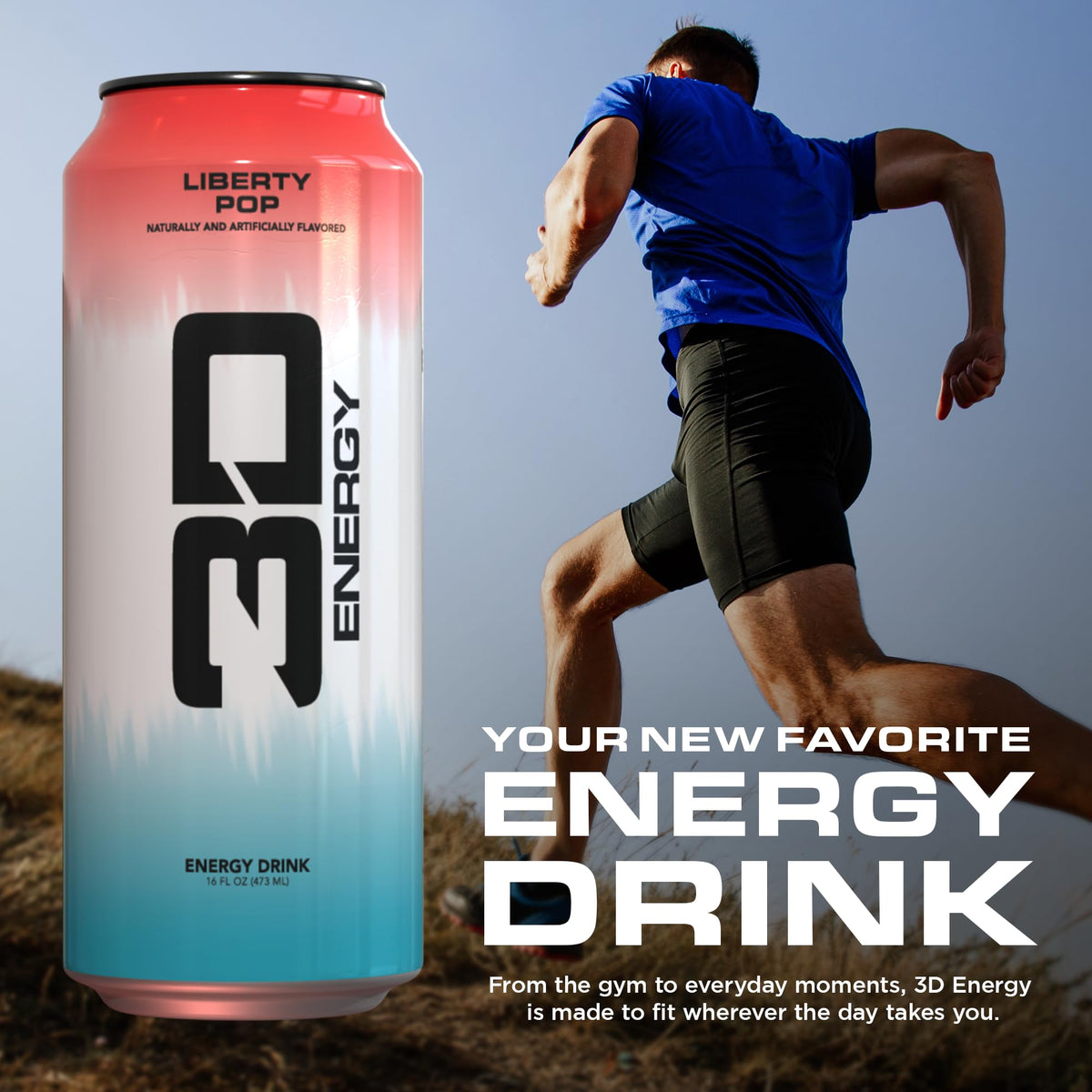 3D Energy Liberty Pop flavor blend note of cherry, lime, and blue raspberry