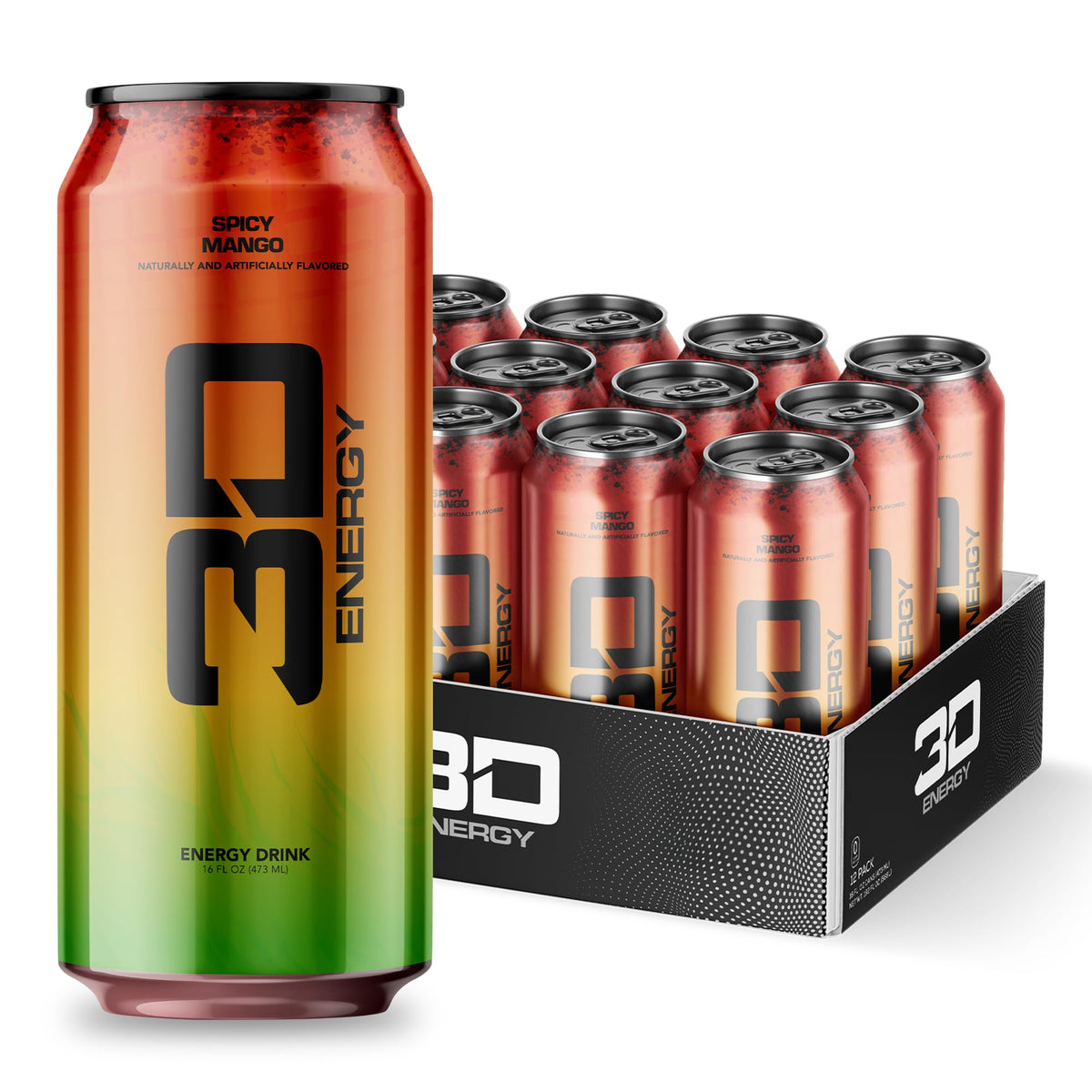 3D Sugar-Free Energy Drink Spicy Mango can for workouts and focus