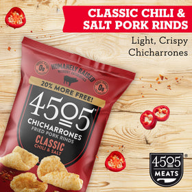 4505 Meats chili-salt seasoning closeup highlights savory spices and crisp texture.